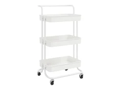 Móvel De Arrumação|vidaxl Carrinho cozinha c/ 3 prateleiras ferro/ABS 42x35x85 cm Branco