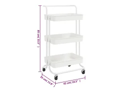 Móvel De Arrumação|vidaxl Carrinho cozinha c/ 3 prateleiras ferro/ABS 42x35x85 cm Branco