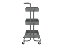 Discount vidaxl Carrinho cozinha c/ 3 prateleiras ferro/ABS 42x35x85 cm cinza Cinzento