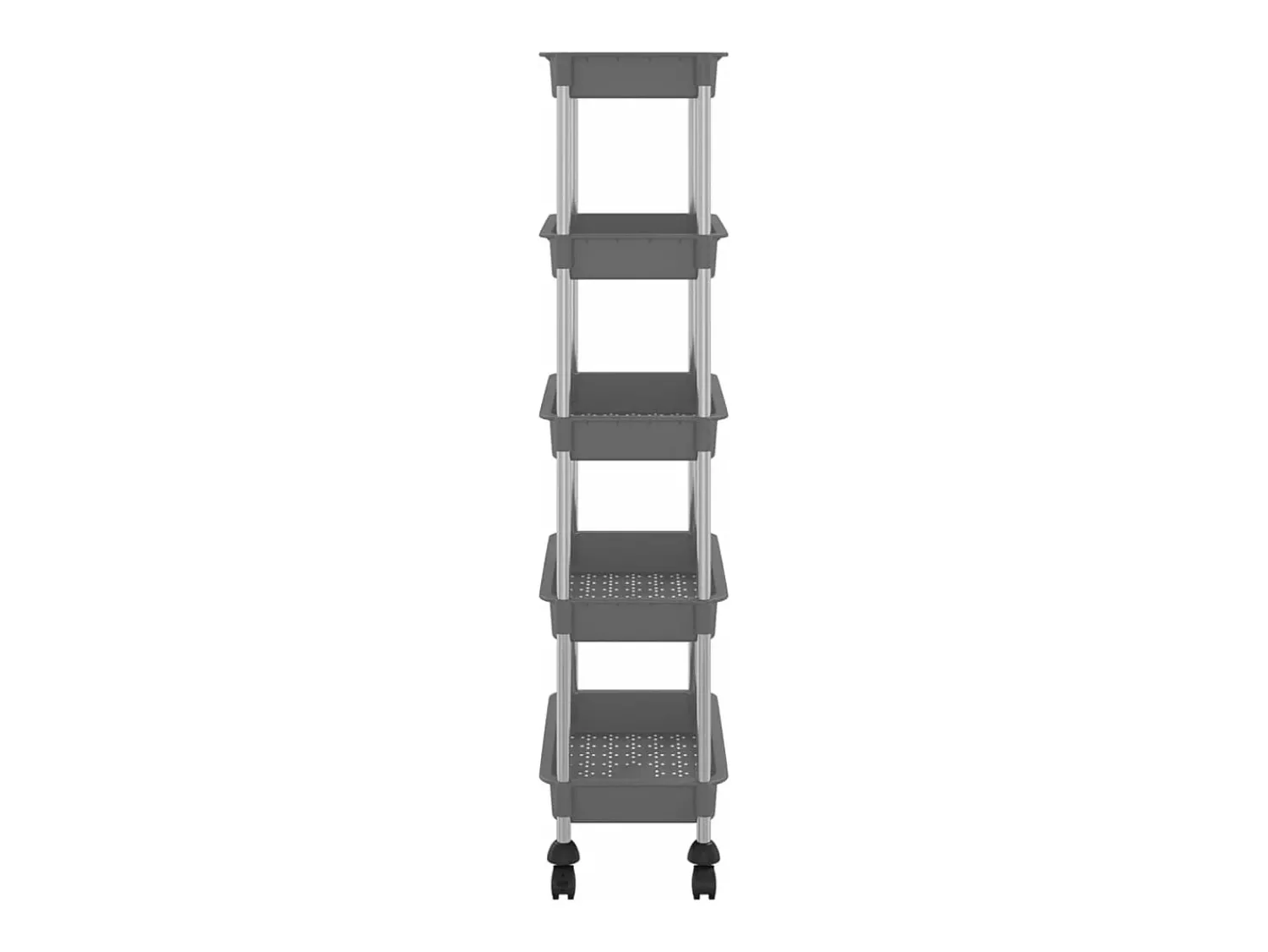 Móvel De Arrumação|vidaxl Carrinho cozinha c/ 5 prateleiras ferro/ABS 42x29x128 cm cinza Cinzento