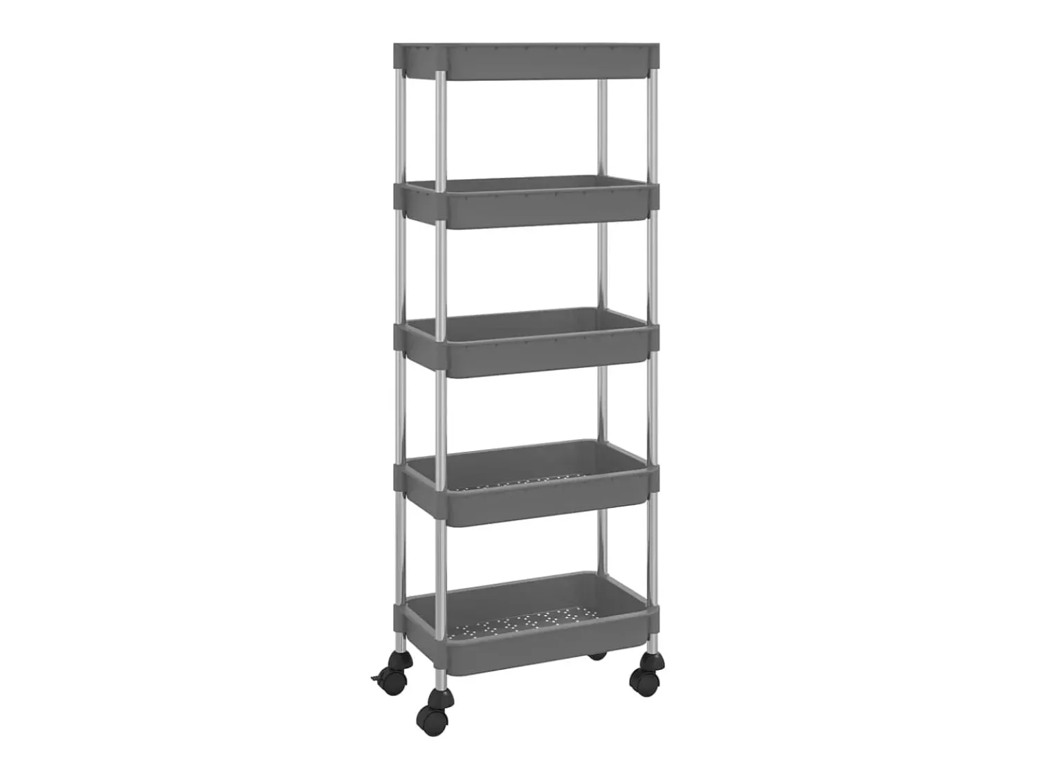 Móvel De Arrumação|vidaxl Carrinho cozinha c/ 5 prateleiras ferro/ABS 42x29x128 cm cinza Cinzento