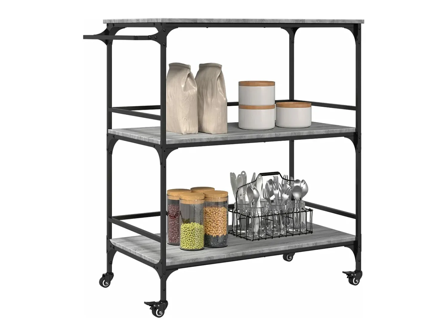 Móvel De Arrumação|vidaxl Carrinho cozinha 100,5x50x105 cm derivados madeira cinza sonoma Cinzento