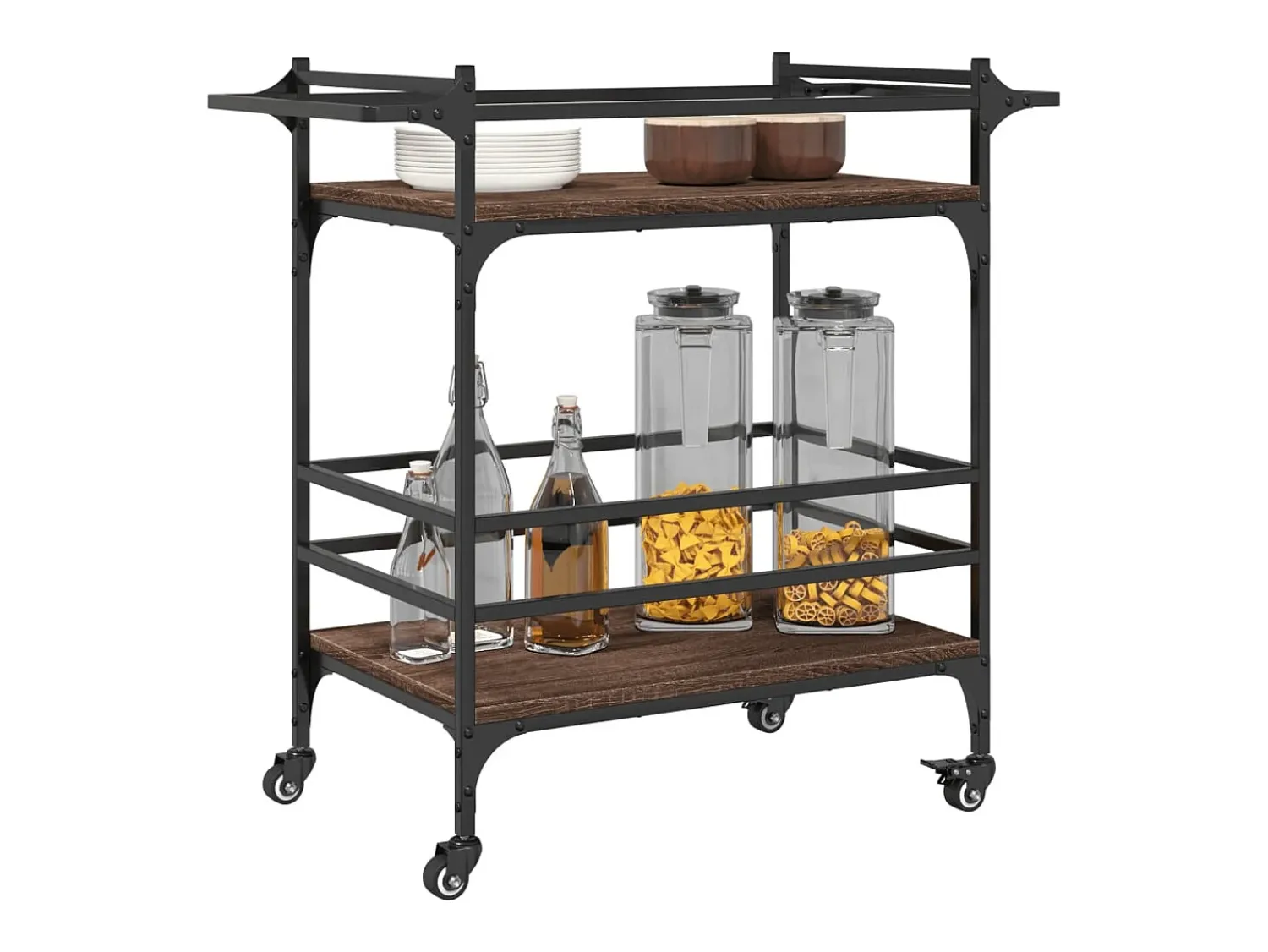 Móvel De Arrumação|vidaxl Carrinho cozinha 82x40x78,5 cm deriv. madeira carvalho castanho Natural claro