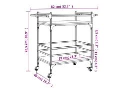 Móvel De Arrumação|vidaxl Carrinho cozinha 82x40x78,5 cm deriv. madeira carvalho castanho Natural claro