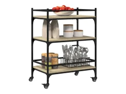 Móvel De Arrumação*vidaxl Carrinho cozinha 65x40x86,5 cm deriv. madeira carvalho sonoma Natural claro
