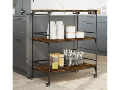Móvel De Arrumação*vidaxl Carrinho cozinha 100,5x50x105 cm deriv. madeira carvalho fumado Natural escuro