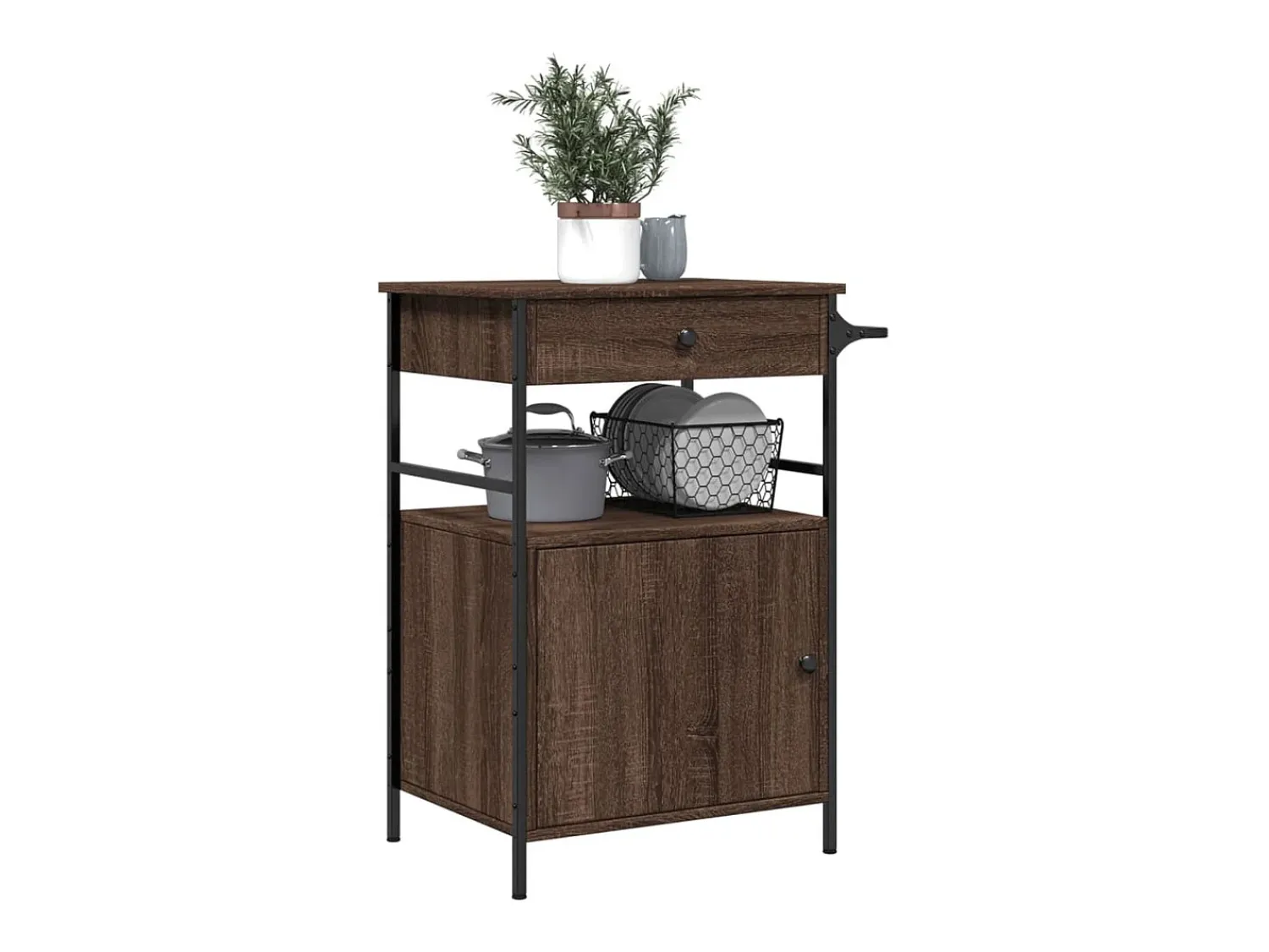 Móvel De Arrumação|vidaxl Carrinho cozinha 56x43x89,5 cm deriv. madeira carvalho castanho Natural claro