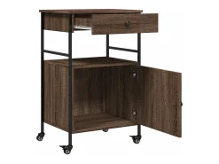 Móvel De Arrumação|vidaxl Carrinho cozinha 56x43x89,5 cm deriv. madeira carvalho castanho Natural claro