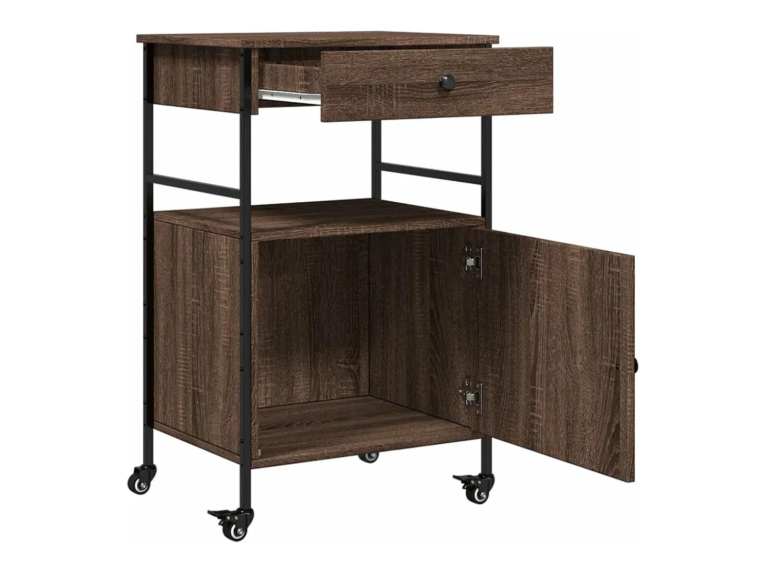 Móvel De Arrumação|vidaxl Carrinho cozinha 56x43x89,5 cm deriv. madeira carvalho castanho Natural claro