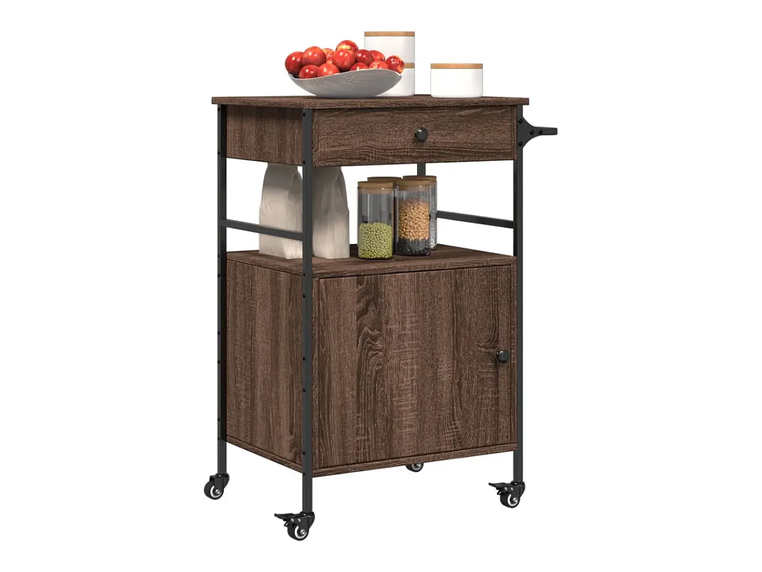 Móvel De Arrumação|vidaxl Carrinho cozinha 56x43x89,5 cm deriv. madeira carvalho castanho Natural claro