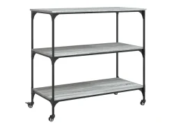 Móvel De Arrumação|vidaxl Carrinho cozinha 102x50x95 cm derivados madeira cinza sonoma Cinzento