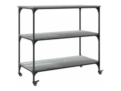 Móvel De Arrumação|vidaxl Carrinho cozinha 102x50x95 cm derivados madeira cinza sonoma Cinzento