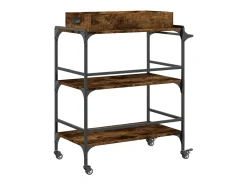 New vidaxl Carrinho cozinha 81,5x41x92,5 cm deriv. madeira carvalho fumado Natural claro