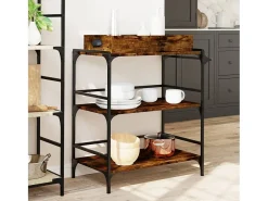 New vidaxl Carrinho cozinha 81,5x41x92,5 cm deriv. madeira carvalho fumado Natural claro