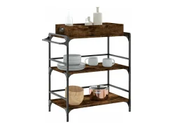 New vidaxl Carrinho cozinha 81,5x41x92,5 cm deriv. madeira carvalho fumado Natural claro