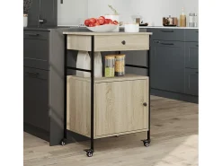 Móvel De Arrumação|vidaxl Carrinho cozinha 56x43x89,5 cm deriv. madeira carvalho sonoma Natural claro