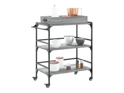 New vidaxl Carrinho cozinha 81,5x41x92,5 cm derivados madeira cinza sonoma Cinzento