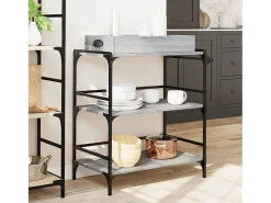 New vidaxl Carrinho cozinha 81,5x41x92,5 cm derivados madeira cinza sonoma Cinzento