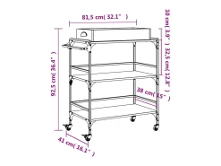New vidaxl Carrinho cozinha 81,5x41x92,5 cm derivados madeira cinza sonoma Cinzento