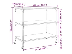 Móvel De Arrumação|vidaxl Carrinho cozinha 102x50x95 cm deriv. madeira carvalho fumado Natural claro