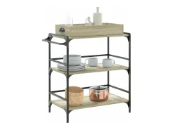 vidaxl Carrinho cozinha 81,5x41x92,5 cm deriv. madeira carvalho sonoma^ Móvel De Arrumação