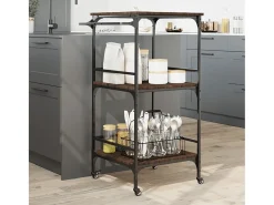 Móvel De Arrumação*vidaxl Carrinho cozinha 60,5x50x105cm deriv. madeira carvalho castanho Natural claro