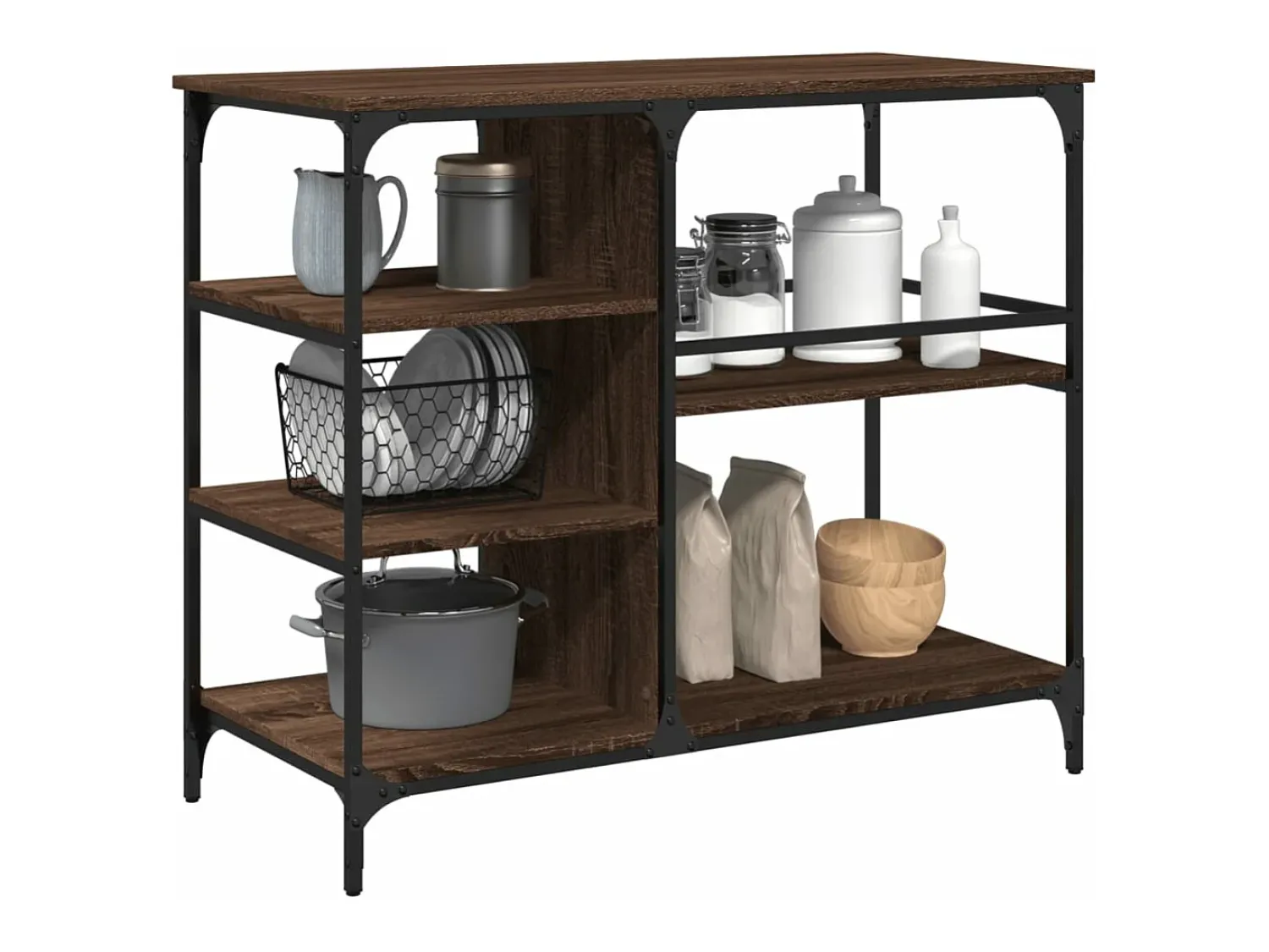 Móvel De Arrumação*vidaxl Carrinho cozinha 100x45x89,5cm deriv. madeira carvalho castanho Natural escuro