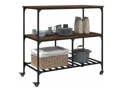 vidaxl Carrinho cozinha 100x50x95cm deriv. madeira carvalho castanho^ Móvel De Arrumação