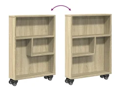 Prateleira*vidaxl Carrinho de armazenamento estreito Carvalho Sonoma 48x13x68 cm Madeira projetada Natural claro