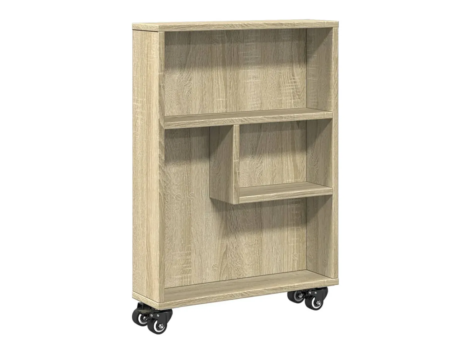 Prateleira*vidaxl Carrinho de armazenamento estreito Carvalho Sonoma 48x13x68 cm Madeira projetada Natural claro