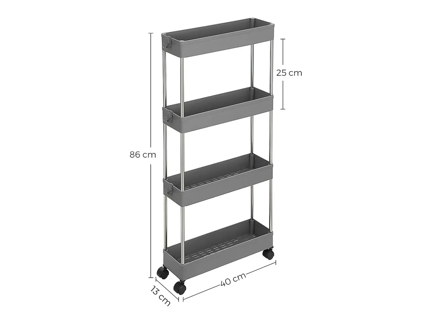 Móvel De Arrumação* Carrinho de armazenamento 40x12.5x86 cm cinza Cinzento