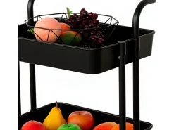 Móvel De Arrumação* Carrinho de armazenamento de cozinha, metal, 42x84,5x38 cm Preto