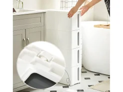 Móvel De Arrumação| Carrinho de arrumação 45x17x83 cm branco e cinza Cinzento / Branco