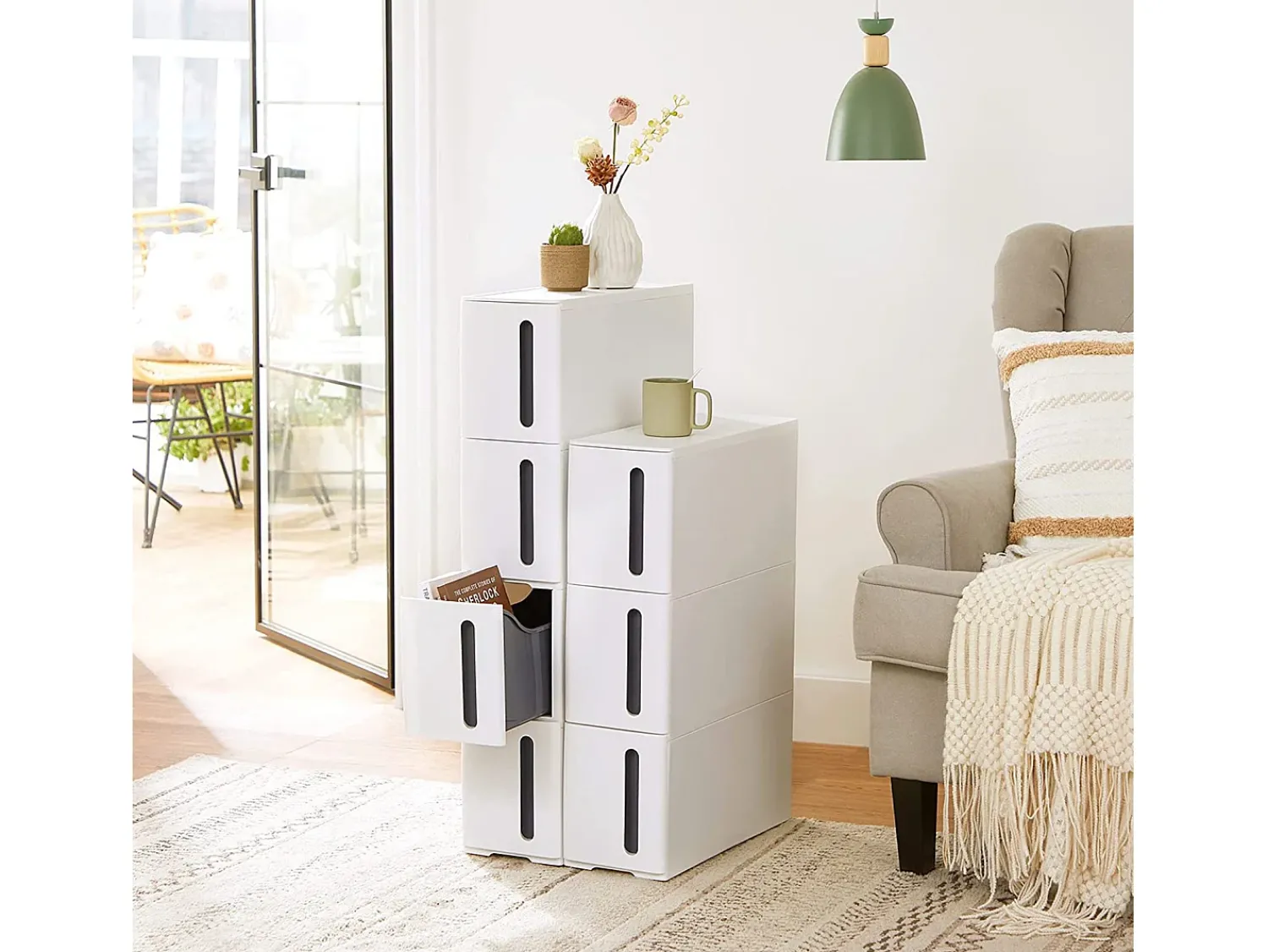 Móvel De Arrumação| Carrinho de arrumação 45x17x83 cm branco e cinza Cinzento / Branco