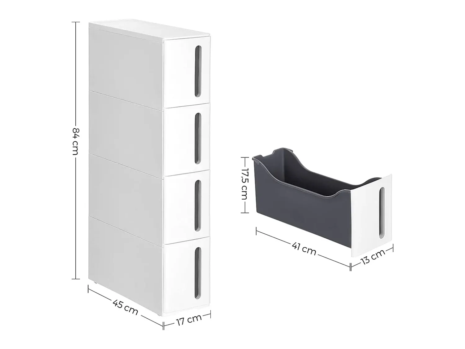 Móvel De Arrumação| Carrinho de arrumação 45x17x83 cm branco e cinza Cinzento / Branco