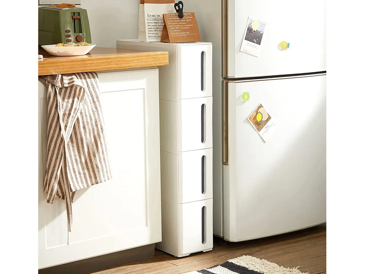 Móvel De Arrumação| Carrinho de arrumação 45x17x83 cm branco e cinza Cinzento / Branco