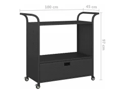 Clearance vidaxl Carrinho de bar com gaveta 100x45x97 cm vime PE Preto