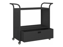 Clearance vidaxl Carrinho de bar com gaveta 100x45x97 cm vime PE Preto