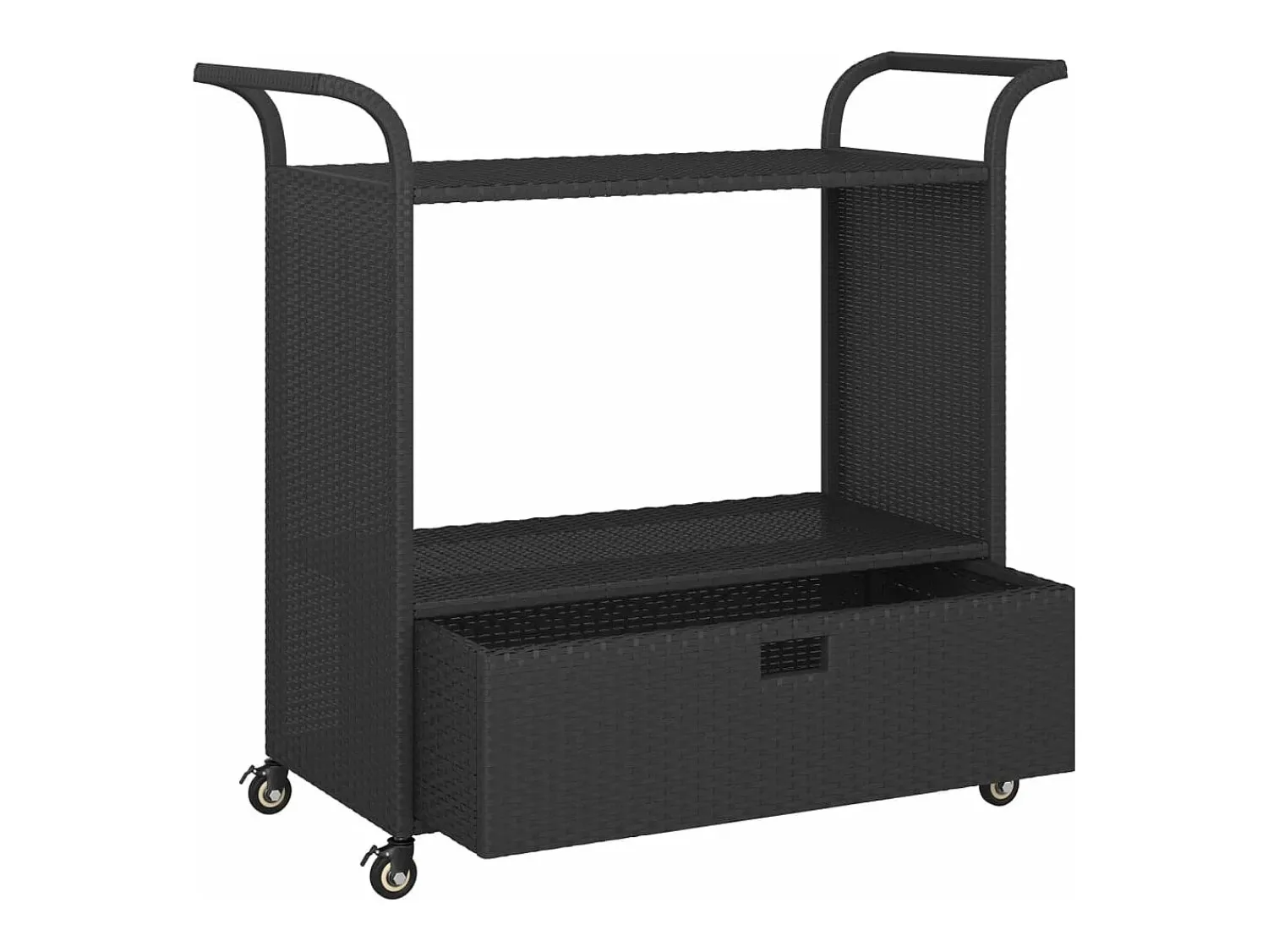 Clearance vidaxl Carrinho de bar com gaveta 100x45x97 cm vime PE Preto