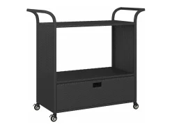 Clearance vidaxl Carrinho de bar com gaveta 100x45x97 cm vime PE Preto