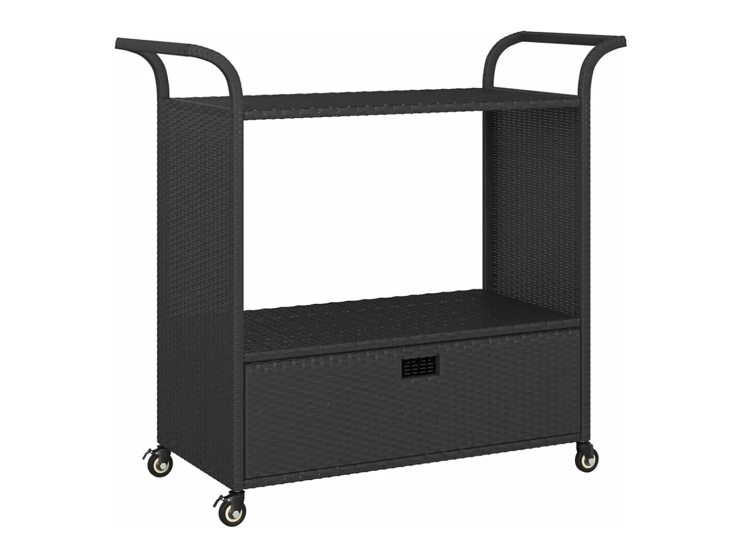 Clearance vidaxl Carrinho de bar com gaveta 100x45x97 cm vime PE Preto