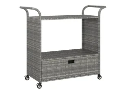Outlet vidaxl Carrinho de bar com gaveta 100x45x97 cm vime PE Cinzento