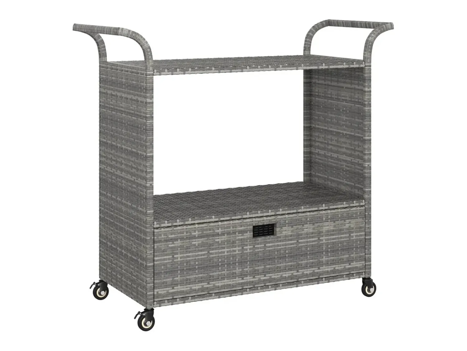 Outlet vidaxl Carrinho de bar com gaveta 100x45x97 cm vime PE Cinzento