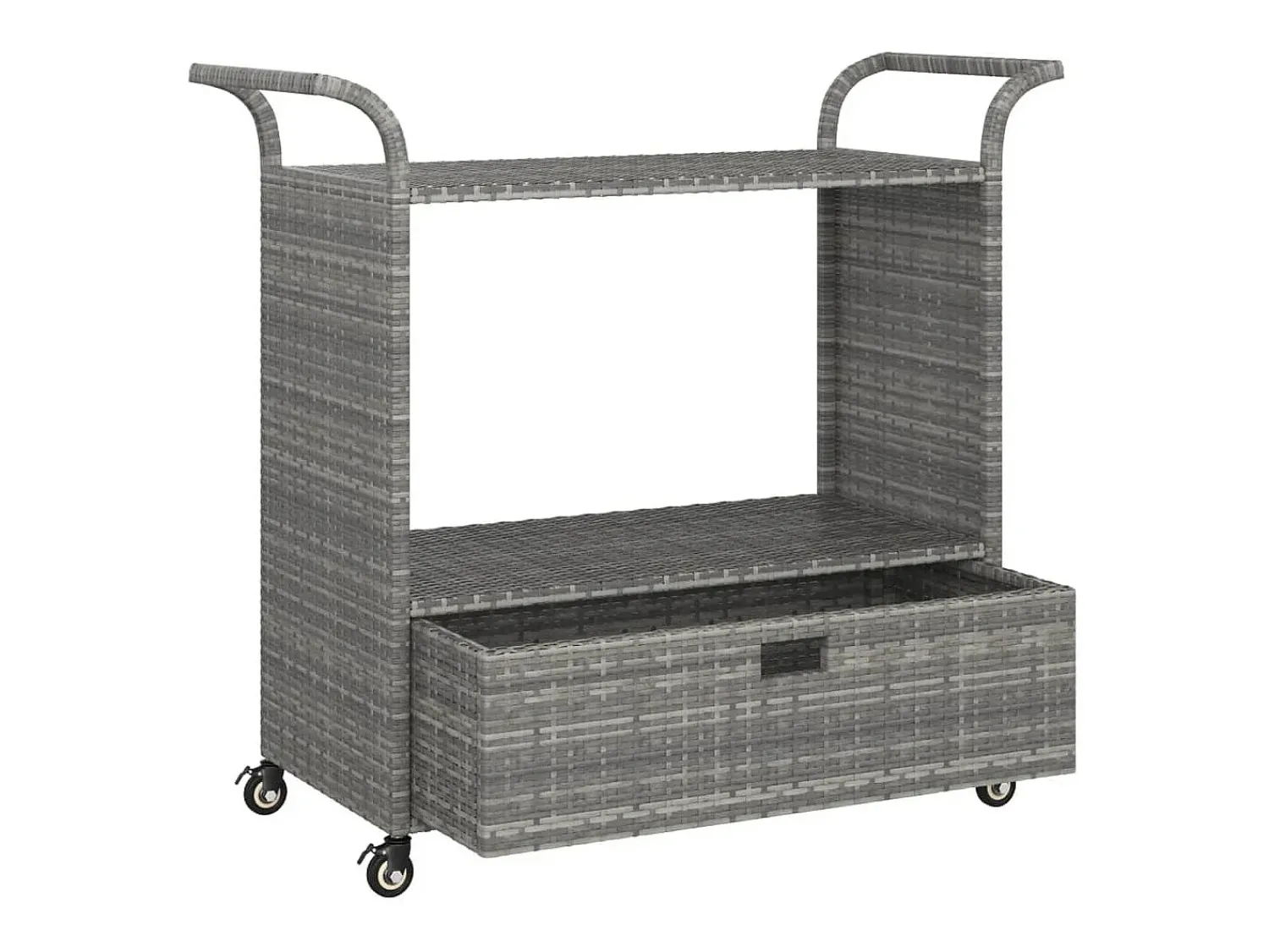 Outlet vidaxl Carrinho de bar com gaveta 100x45x97 cm vime PE Cinzento