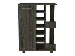 Clearance TuHome Carrinho de bar com prateleira para vinhos e rodas, 82.09 cm X 59.99 cm X 37.49 cm , Carvão vegetal Cinzento