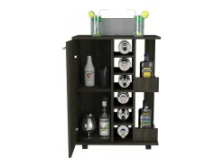 Clearance TuHome Carrinho de bar com prateleira para vinhos e rodas, 82.09 cm X 59.99 cm X 37.49 cm , Carvão vegetal Cinzento