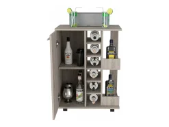 TuHome Carrinho de bar com suporte para garrafas e rodas , 82.09 cm X 59.99 cm X 37.49 cm , Cinder^ Móvel De Bar