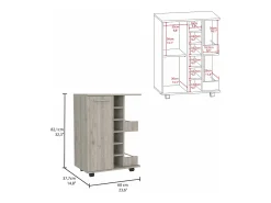 TuHome Carrinho de bar com suporte para garrafas e rodas , 82.09 cm X 59.99 cm X 37.49 cm , Cinder^ Móvel De Bar