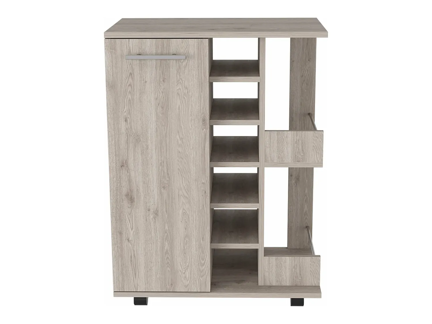 TuHome Carrinho de bar com suporte para garrafas e rodas , 82.09 cm X 59.99 cm X 37.49 cm , Cinder^ Móvel De Bar