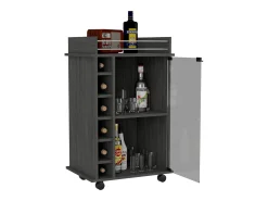 Móvel De Bar|TuHome Carrinho de bar Dukat com rodas e porta de vidro , 88.9 cm X 54.86 cm X 41.40 cm , Cinzento